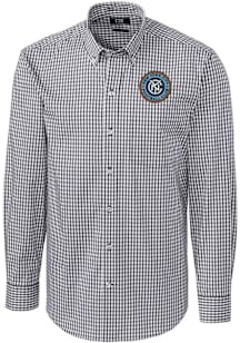 Cutter and Buck New York City FC Mens Charcoal Easy Care Stretch Big and Tall Dress Shirt