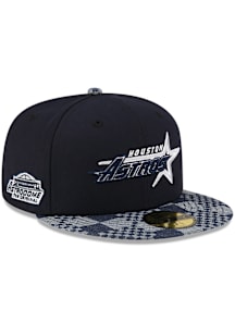 New Era Houston Astros Mens Navy Blue Navy Pattern Denim 59FIFTY Fitted Hat