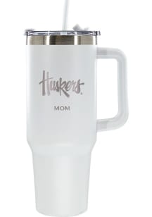 White Nebraska Cornhuskers Mom 40oz Stainless Steel Tumbler