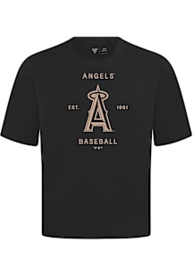 Levelwear Los Angeles Angels Black Signature Knit Crossway Short Sleeve Fashion T Shirt