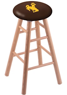 Wyoming Cowboys Round Cushion Oak Pub Stool - Brown