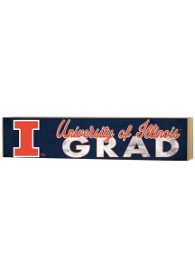 Navy Blue Illinois Fighting Illini Grad graduation graphic Sign