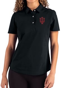 Womens Indiana Hoosiers Black Cutter and Buck Advantage Short Sleeve Polo Shirt
