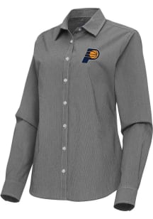 Antigua Indiana Pacers Womens Porter Long Sleeve Black Dress Shirt