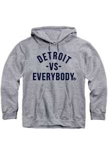 Detroit Mens Grey DVE Double Outlined Long Sleeve Hoodie