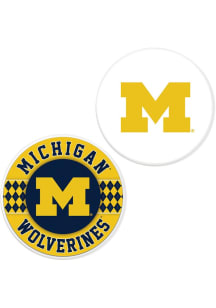 Yellow Michigan Wolverines Argyle and Logo Car Coaster