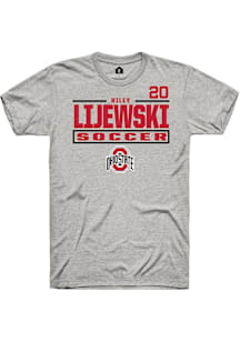 Riley Lijewski Ohio State Buckeyes Ash NIL Stacked Box Short Sleeve Player T Shirt