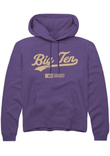 Mens Big Ten Purple Rally Script Hooded Sweatshirt