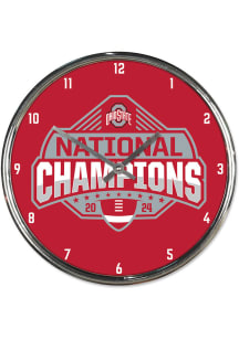 Red Ohio State Buckeyes 2024 Football National Champions Chrome Wall Clock