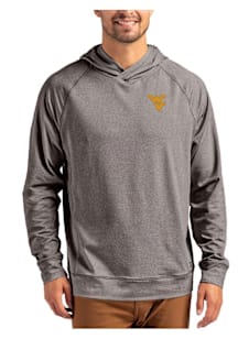 Cutter and Buck West Virginia Mountaineers Mens Black Adapt Knit Hood Long Sleeve Hoodie