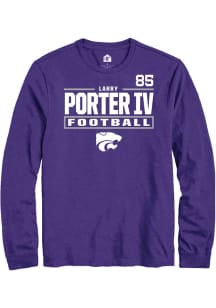 Larry  Porter IV Mens Purple K-State Wildcats NIL Stacked Box Long Sleeve Player T Shirt