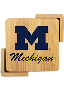 Michigan Wolverines 4 pack wooden Coaster - Navy Blue