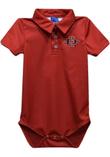 Vive La Fete San Diego State Aztecs Baby Red Team Short Sleeve One Piece Polo