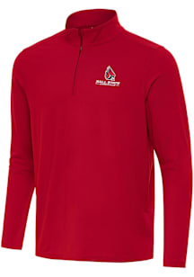 Antigua Ball State Cardinals Mens Red Intent Long Sleeve Qtr Zip Pullover