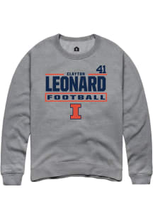 Clayton Leonard Rally Mens Graphite Illinois Fighting Illini NIL Stacked Box Player Crew
