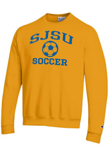 Champion San Jose State Spartans Mens Gold Soccer Powerblend Long Sleeve Crew Sweatshirt
