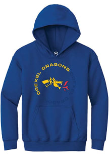 Youth Drexel Dragons Blue Summit Sportswear Circle Long Sleeve Hooded Sweatshirt