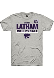 Lauren Latham Rally Mens Ash K-State Wildcats NIL Stacked Box Player T Shirt