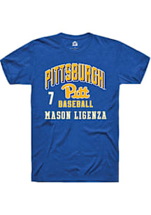 Mason Ligenza Rally Mens Blue Pitt Panthers NIL Arch Logo Player T Shirt