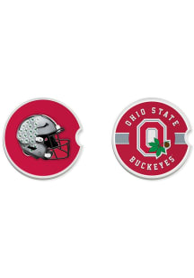 White Ohio State Buckeyes Stitched Stripe Set of 2 Car Coaster