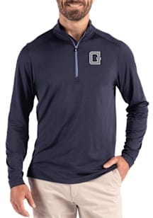 Cutter and Buck Georgetown Hoyas Mens Navy Blue Vault Coastline Long Sleeve Qtr Zip Pullover