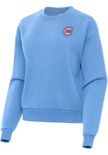 Antigua Chicago Cubs Womens Light Blue Alternate Victory Crew Sweatshirt
