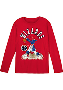Washington Wizards Boys Red Mascot On Court Long Sleeve T-Shirt