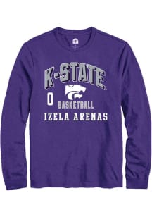 Izela Arenas Mens Purple K-State Wildcats NIL Arch Logo Long Sleeve Player T Shirt