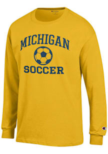 Champion Michigan Wolverines Yellow Soccer Jersey Long Sleeve T Shirt