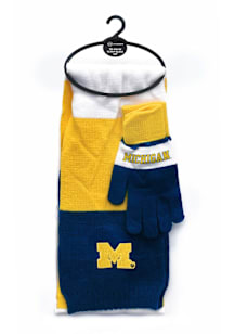 Tricolor Glove Set Michigan Wolverines Womens Scarf - Navy Blue