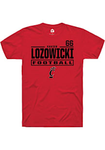Xavier Lozowicki Cincinnati Bearcats Red Football NIL Stacked Box Short Sleeve Player T Shirt