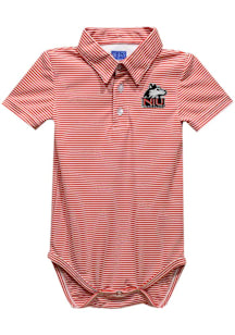 Vive La Fete Northern Illinois Huskies Baby Red Pencil Stripe Short Sleeve One Piece Polo