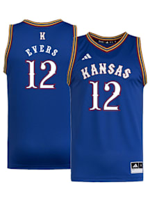 Wilder Evers  Adidas Kansas Jayhawks Blue NIL Name And Number Jersey