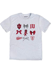 Indiana Hoosiers Girls White Coquette Collage Short Sleeve Tee