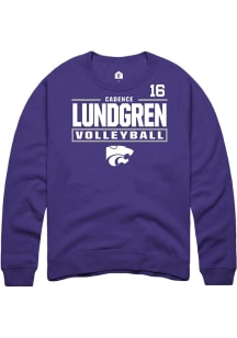 Cadence Lundgren Rally Mens Purple K-State Wildcats NIL Stacked Box Player Crew