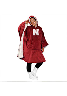 Nebraska Cornhuskers Wearable Bloncho Sherpa Fleece Blanket - Red