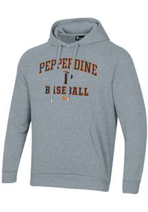 Under Armour Pepperdine Waves Mens Grey Baseball Rival Long Sleeve Hoodie