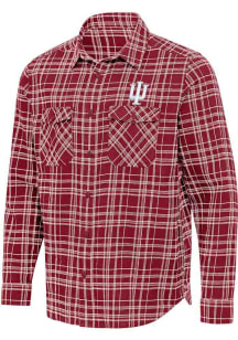 Mens Indiana Hoosiers Red Antigua Private Long Sleeve Dress Shirt