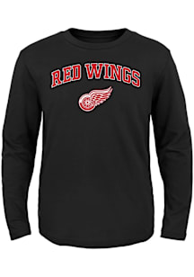 Detroit Red Wings Boys Black Arched Logo Long Sleeve T-Shirt