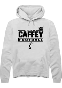 Jakorion Caffey Rally Mens White Cincinnati Bearcats NIL Stacked Box Player Hood