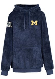 Jill Martin Michigan Wolverines Womens Navy Blue Sherpa Hooded Sweatshirt