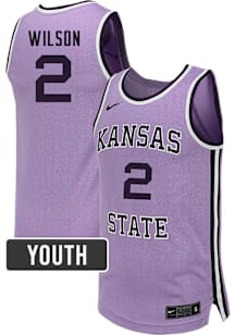 Youth K-State Wildcats Lavender Nike NIL Name And Number Basketball Jersey Jersey