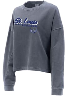 Colosseum St Louis Battlehawks Womens Blue Britta Washed Crew Sweatshirt
