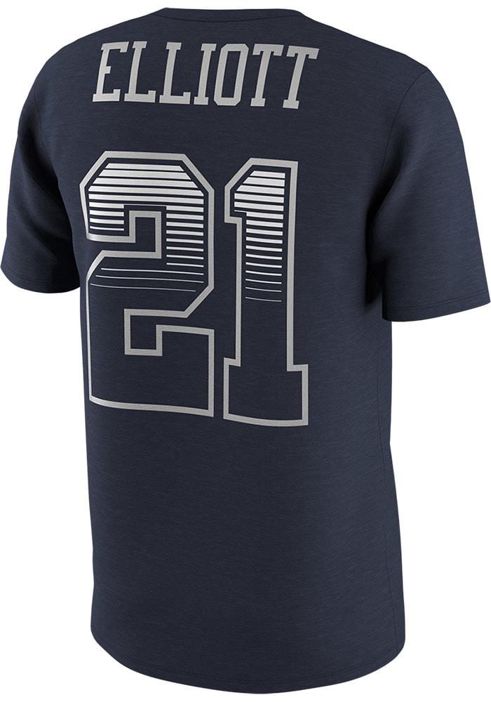 Ezekiel Elliott Dallas Cowboys Navy Blue Name and Number Short Sleeve Player T Shirt