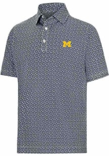 Footjoy Michigan Wolverines Mens Navy Blue Floral Short Sleeve Fashion Polo