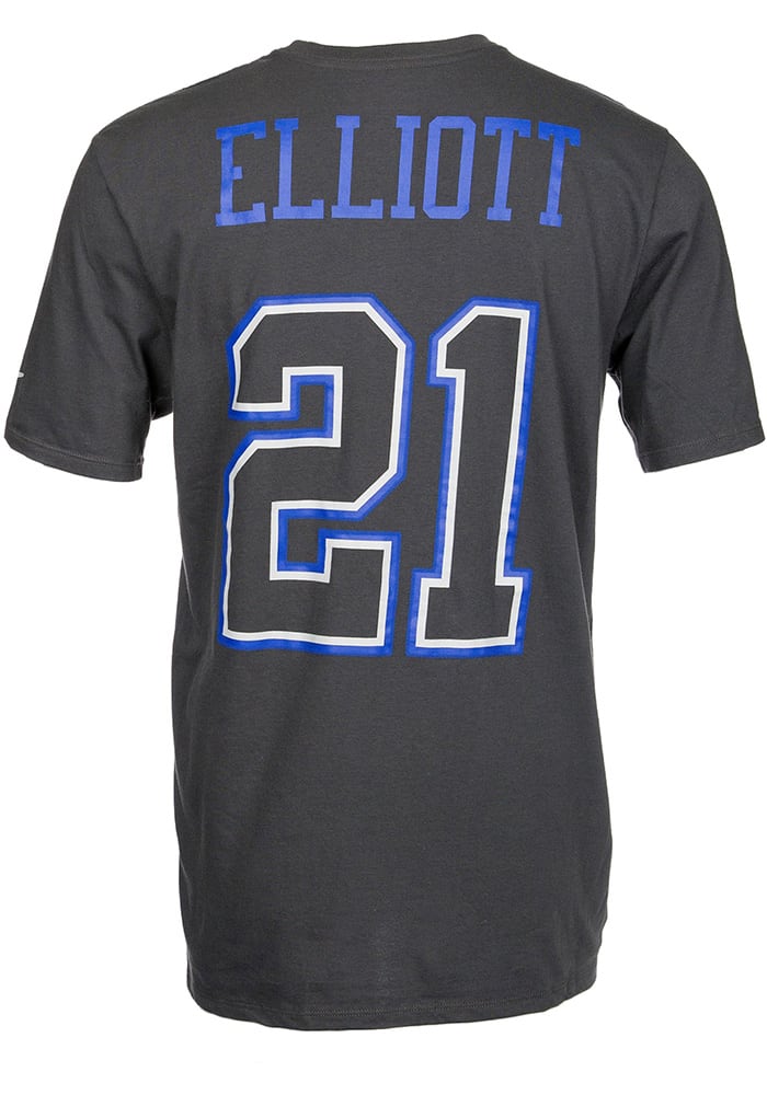 Ezekiel Elliott Dallas Cowboys Grey Name and Number Short Sleeve Player T Shirt