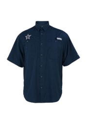 Columbia Dallas Cowboys Mens Navy Blue Tamiami Short Sleeve Dress Shirt