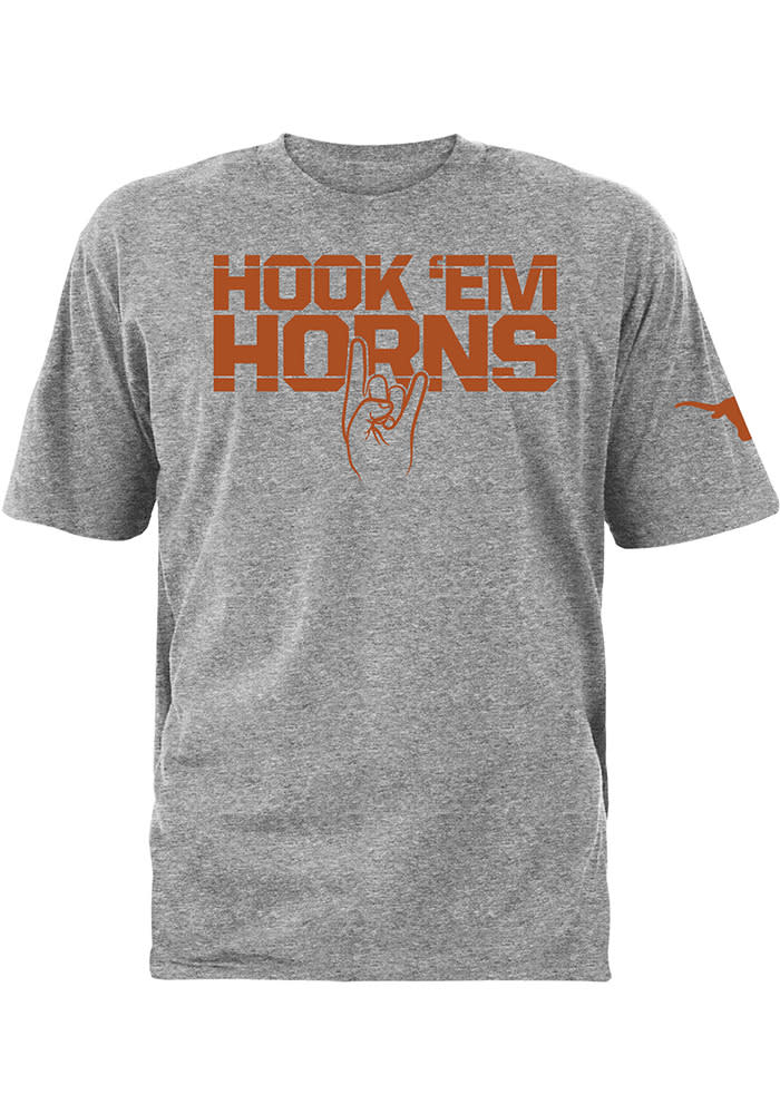 Texas Longhorns Grey Hook Em Sign Short Sleeve T Shirt