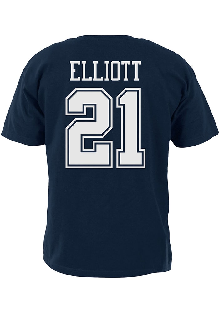 Ezekiel Elliott Dallas Cowboys Navy Blue Authentic Name and Number Short Sleeve T Shirt