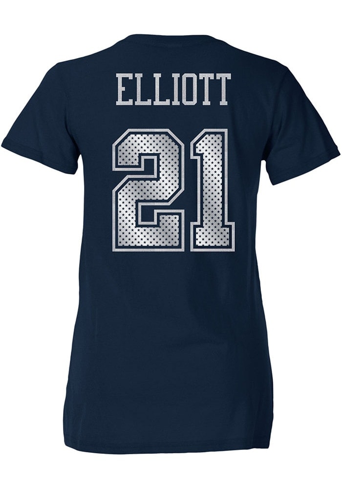 Ezekiel Elliott Dallas Cowboys Women's Navy by Backer T-Shirt 